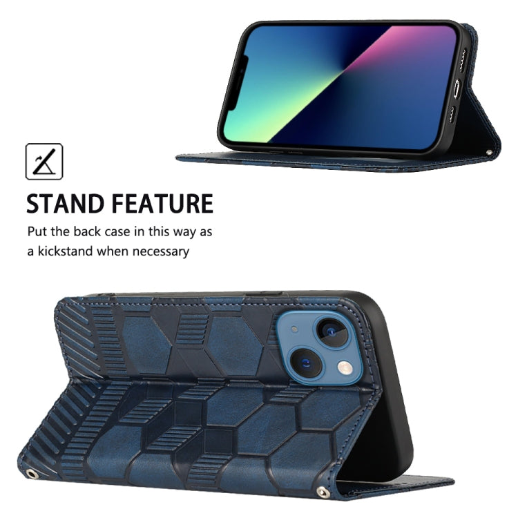 For iPhone 13 Football Texture Magnetic Leather Flip Phone Case(Dark Blue) - iPhone 13 Cases by buy2fix | Online Shopping UK | buy2fix