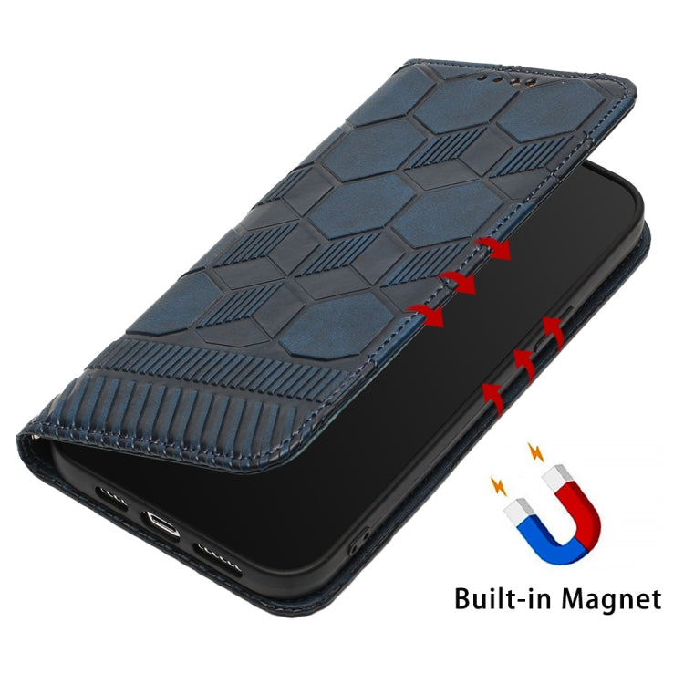 For iPhone 13 Football Texture Magnetic Leather Flip Phone Case(Dark Blue) - iPhone 13 Cases by buy2fix | Online Shopping UK | buy2fix