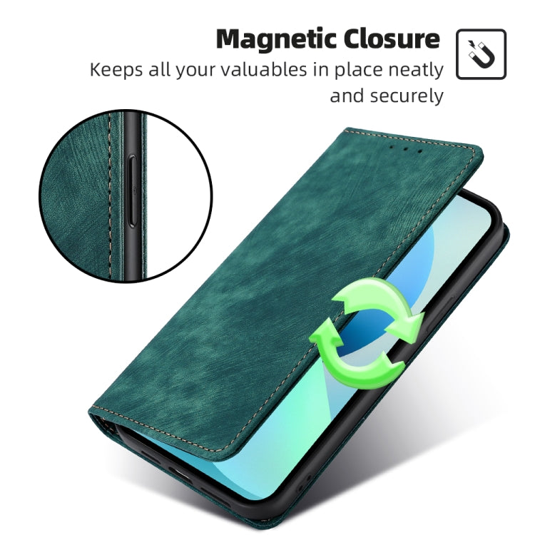 For iPhone 13 Pro Max RFID Anti-theft Brush Magnetic Leather Phone Case (Green) - iPhone 13 Pro Max Cases by buy2fix | Online Shopping UK | buy2fix