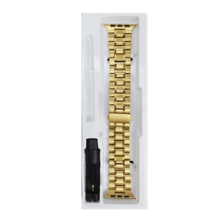 5-bead Stainless Steel Watch Band For Apple Watch Series 9&8&7 41mm / SE 3&SE 2&6&SE&5&4 40mm / 3&2&1 38mm(Gold) - Watch Bands by buy2fix | Online Shopping UK | buy2fix