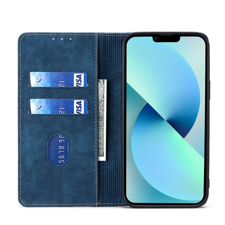 For Realme 9 Pro/V25/Q5 5G RFID Anti-theft Brush Magnetic Leather Phone Case(Blue) - Realme Cases by buy2fix | Online Shopping UK | buy2fix