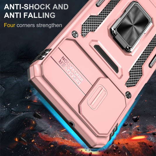 For Samsung Galaxy A12 5G/4G / M12 / F12 Armor PC + TPU Camera Shield Phone Case(Rose Gold) by buy2fix