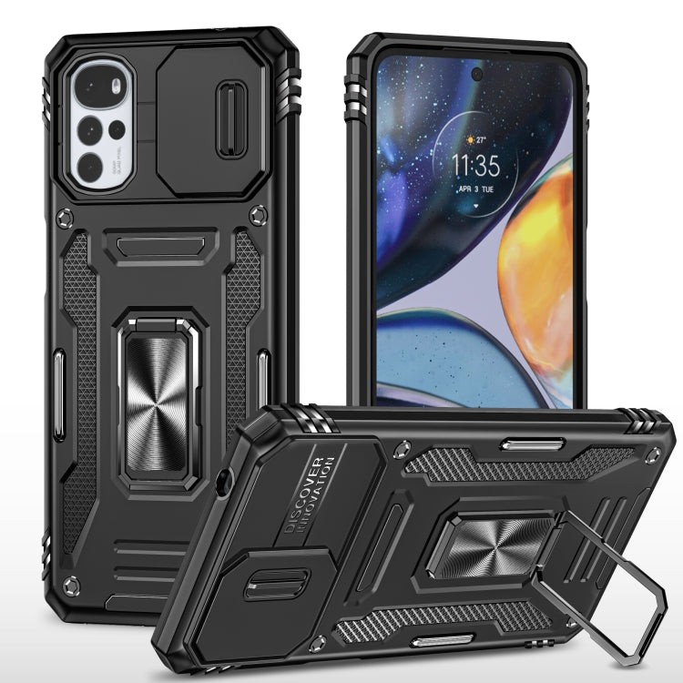 For Motorola Moto G22 Armor PC + TPU Camera Shield Phone Case(Black) - Motorola Cases by buy2fix | Online Shopping UK | buy2fix