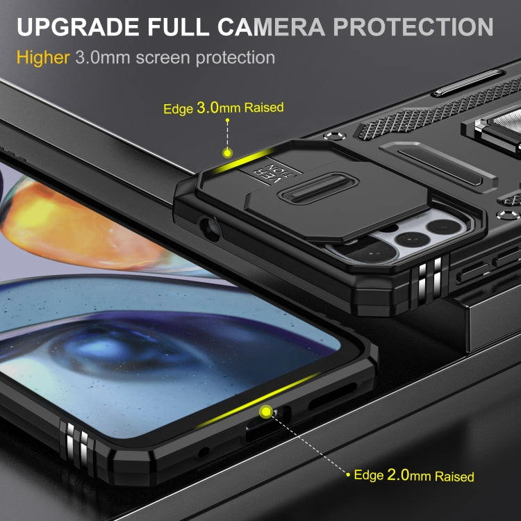 For Motorola Moto G22 Armor PC + TPU Camera Shield Phone Case(Black) - Motorola Cases by buy2fix | Online Shopping UK | buy2fix