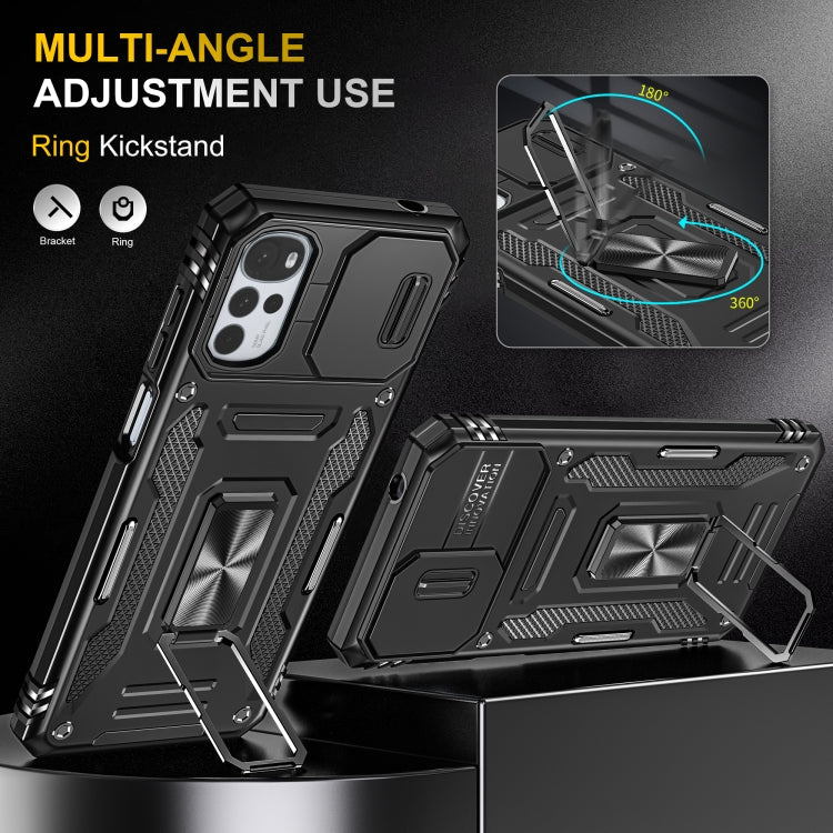 For Motorola Moto G22 Armor PC + TPU Camera Shield Phone Case(Black) - Motorola Cases by buy2fix | Online Shopping UK | buy2fix