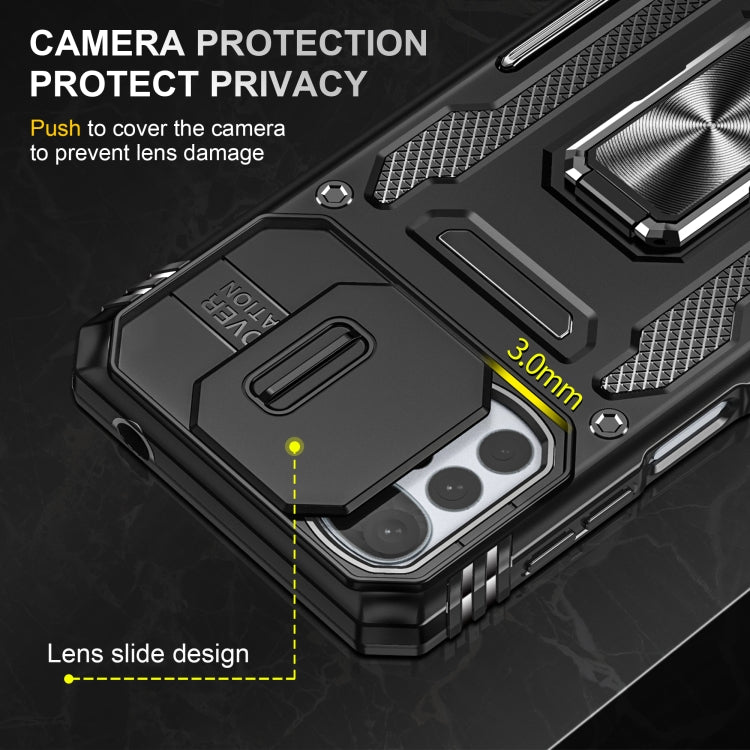 For Motorola Moto G22 Armor PC + TPU Camera Shield Phone Case(Black) - Motorola Cases by buy2fix | Online Shopping UK | buy2fix