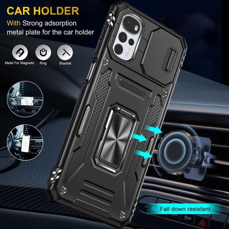 For Motorola Moto G22 Armor PC + TPU Camera Shield Phone Case(Black) - Motorola Cases by buy2fix | Online Shopping UK | buy2fix