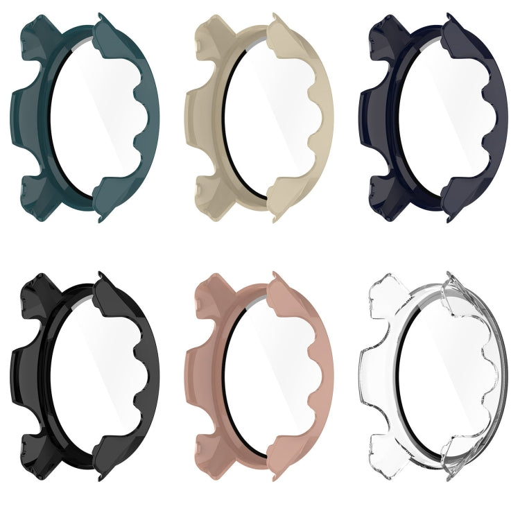 For Garmin Forerunner 955 PC Tempered Film Full Body Watch Case(Pine Needle Green) by buy2fix