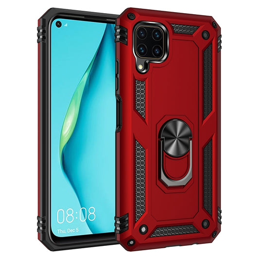 For Huawei P40 Lite Shockproof TPU + PC Protective Case with 360 Degree Rotating Holder(Red) by buy2fix