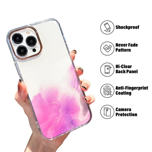 For iPhone 14 Pro Max Gold Halo Marble Pattern Phone Case (Purple) by buy2fix