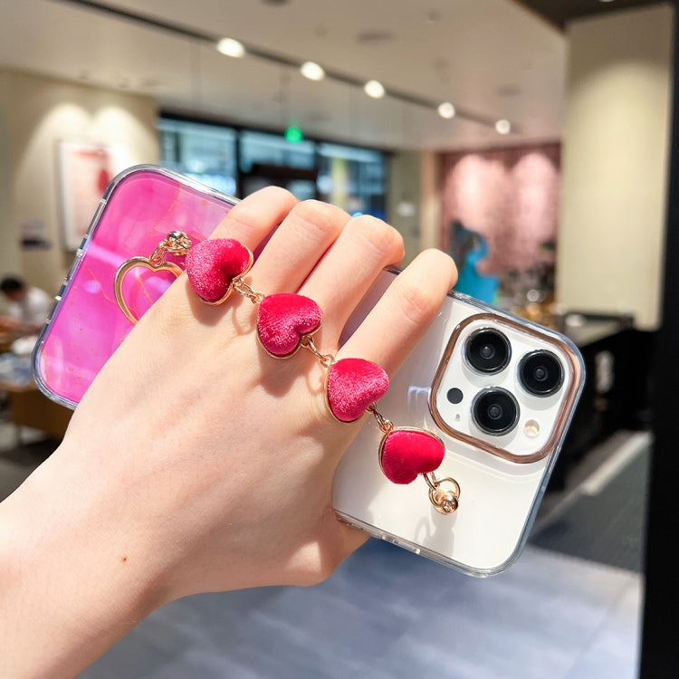 For iPhone 13 Gold Halo Marble Pattern Case with Bracelet(Red) - iPhone 13 Cases by buy2fix | Online Shopping UK | buy2fix
