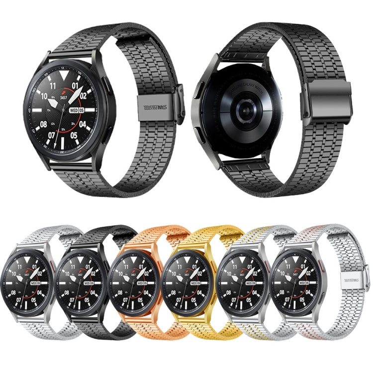 22mm Universal Seven-bead Stainless Steel Watch Band(Black) - 22mm Bands by buy2fix | Online Shopping UK | buy2fix