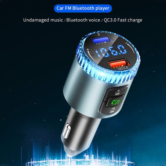 BC77 QC3.0 Fast Charging Car Bluetooth Hands-free MP3 Player FM Transmitter(Navy Blue) - Bluetooth Car Kits by buy2fix | Online Shopping UK | buy2fix