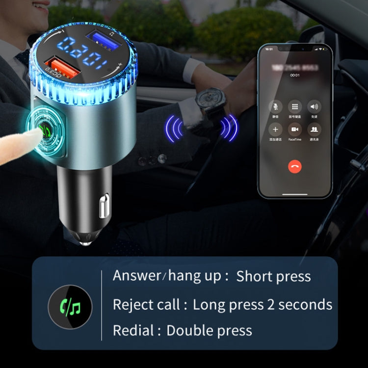 BC77 QC3.0 Fast Charging Car Bluetooth Hands-free MP3 Player FM Transmitter(Navy Blue) - Bluetooth Car Kits by buy2fix | Online Shopping UK | buy2fix