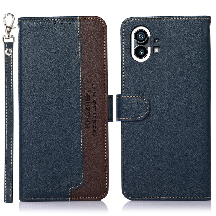 For Nothing Phone 1 KHAZNEH Litchi Texture Leather RFID Phone Case(Blue) - Nothing Cases by buy2fix | Online Shopping UK | buy2fix