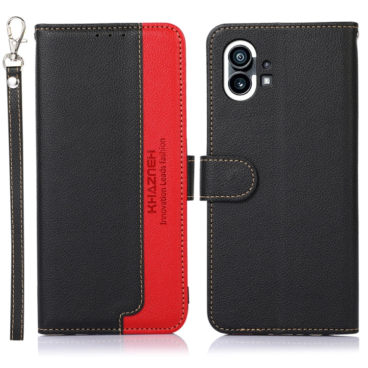 For Nothing Phone 1 KHAZNEH Litchi Texture Leather RFID Phone Case(Black) - Nothing Cases by buy2fix | Online Shopping UK | buy2fix