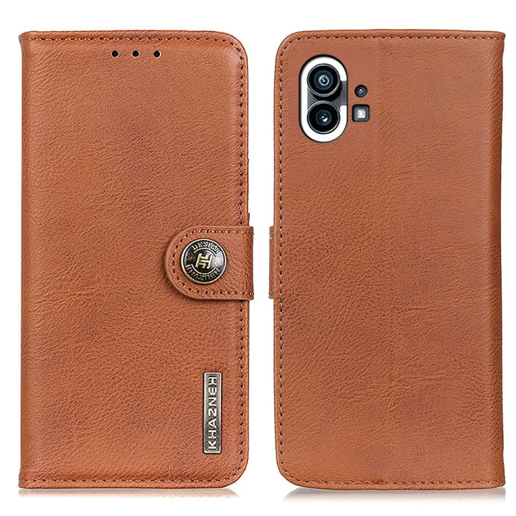 For Nothing Phone 1 KHAZNEH Cowhide Texture Leather Phone Case(Brown) - Nothing Cases by buy2fix | Online Shopping UK | buy2fix
