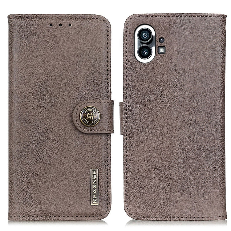 For Nothing Phone 1 KHAZNEH Cowhide Texture Leather Phone Case(Khaki) - Nothing Cases by buy2fix | Online Shopping UK | buy2fix