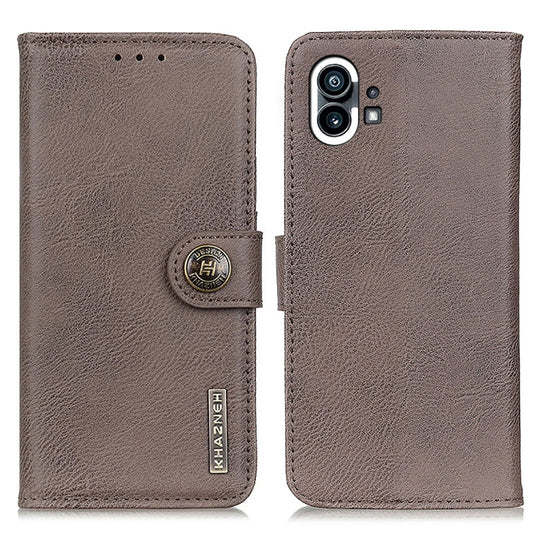 For Nothing Phone 1 KHAZNEH Cowhide Texture Leather Phone Case(Khaki) - Nothing Cases by buy2fix | Online Shopping UK | buy2fix