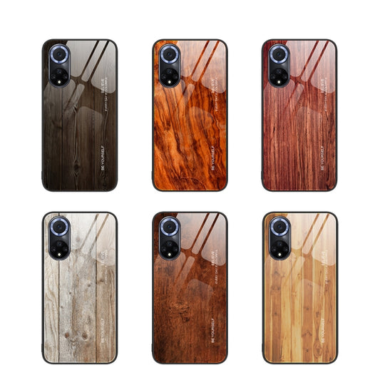 For Huawei nova 9 Wood Grain Glass Protective Case(Black) by buy2fix