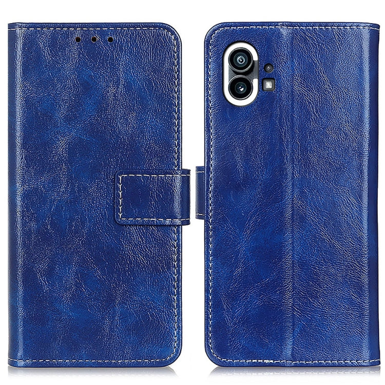 For Nothing Phone 1 Retro Crazy Horse Texture Horizontal Flip Leather Phone Case(Blue) - Nothing Cases by buy2fix | Online Shopping UK | buy2fix