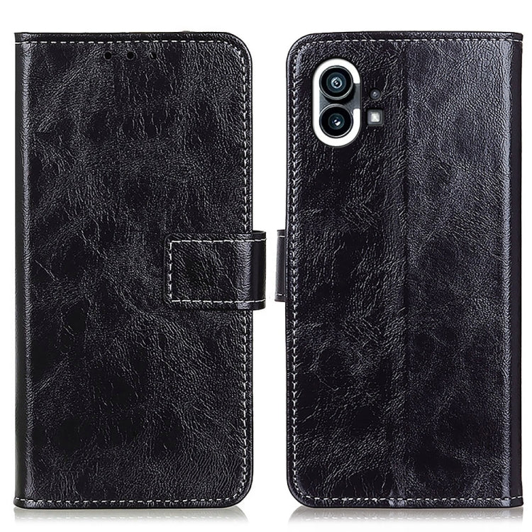 For Nothing Phone 1 Retro Crazy Horse Texture Horizontal Flip Leather Phone Case(Black) - Nothing Cases by buy2fix | Online Shopping UK | buy2fix