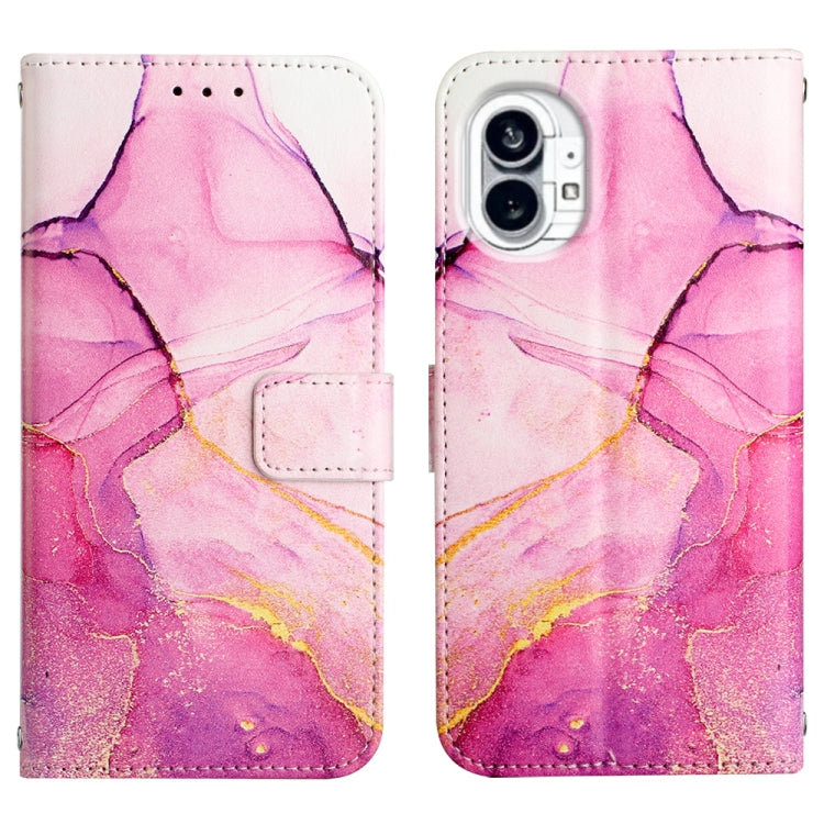 For Nothing Phone 1 PT003 Marble Pattern Flip Leather Phone Case(Pink Purple Gold) - Nothing Cases by buy2fix | Online Shopping UK | buy2fix