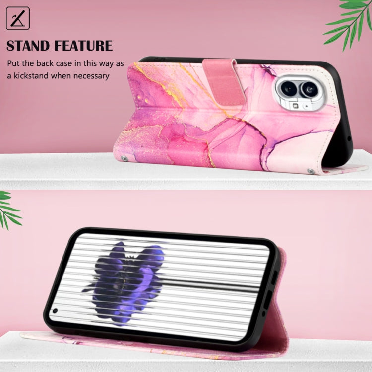 For Nothing Phone 1 PT003 Marble Pattern Flip Leather Phone Case(Pink Purple Gold) - Nothing Cases by buy2fix | Online Shopping UK | buy2fix