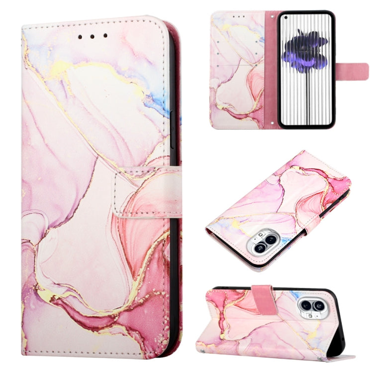 For Nothing Phone 1 PT003 Marble Pattern Flip Leather Phone Case(Rose Gold) - Nothing Cases by buy2fix | Online Shopping UK | buy2fix