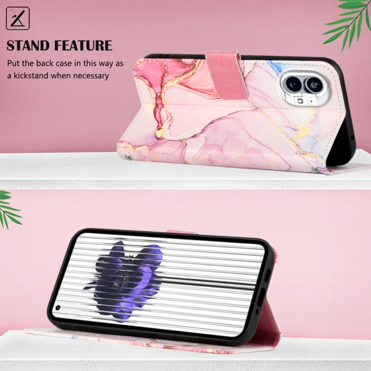 For Nothing Phone 1 PT003 Marble Pattern Flip Leather Phone Case(Rose Gold) - Nothing Cases by buy2fix | Online Shopping UK | buy2fix
