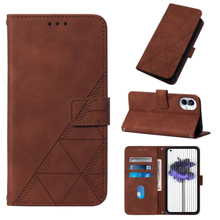 For Nothing Phone 1 3D Embossed Flip Leather Phone Case(Brown) - Nothing Cases by buy2fix | Online Shopping UK | buy2fix