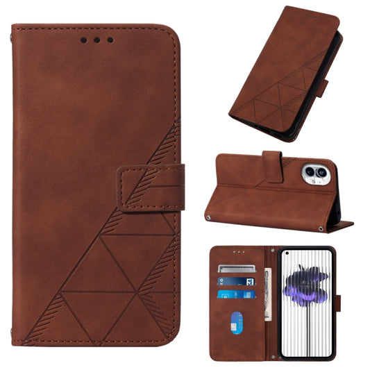 For Nothing Phone 1 3D Embossed Flip Leather Phone Case(Brown) - Nothing Cases by buy2fix | Online Shopping UK | buy2fix