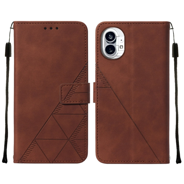 For Nothing Phone 1 3D Embossed Flip Leather Phone Case(Brown) - Nothing Cases by buy2fix | Online Shopping UK | buy2fix