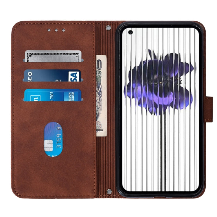 For Nothing Phone 1 3D Embossed Flip Leather Phone Case(Brown) - Nothing Cases by buy2fix | Online Shopping UK | buy2fix