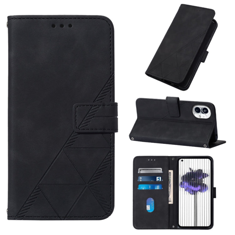 For Nothing Phone 1 3D Embossed Flip Leather Phone Case(Black) - Nothing Cases by buy2fix | Online Shopping UK | buy2fix