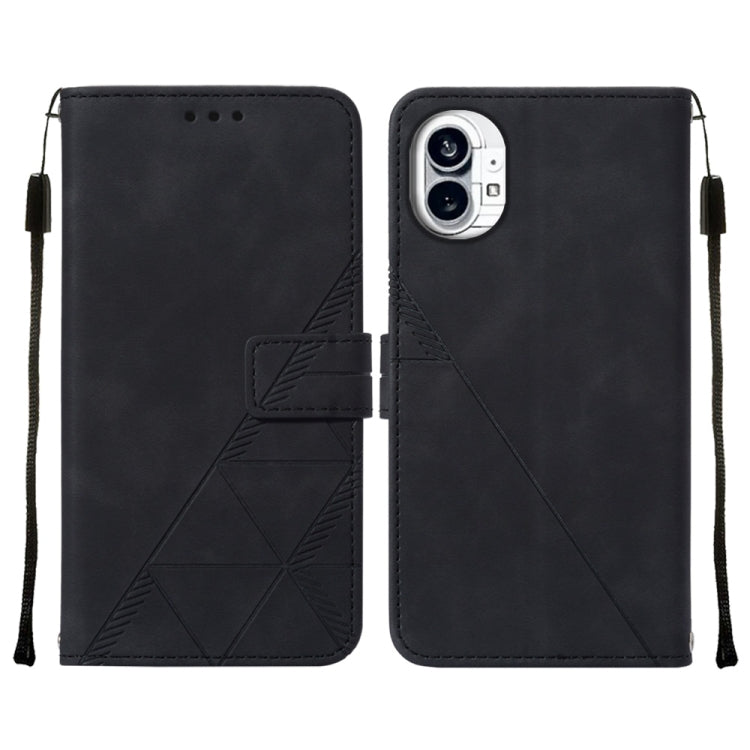 For Nothing Phone 1 3D Embossed Flip Leather Phone Case(Black) - Nothing Cases by buy2fix | Online Shopping UK | buy2fix