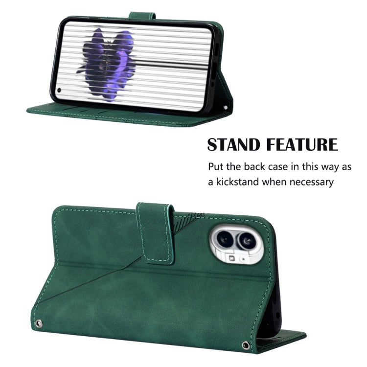 For Nothing Phone 1 3D Embossed Flip Leather Phone Case(Dark Green) - Nothing Cases by buy2fix | Online Shopping UK | buy2fix