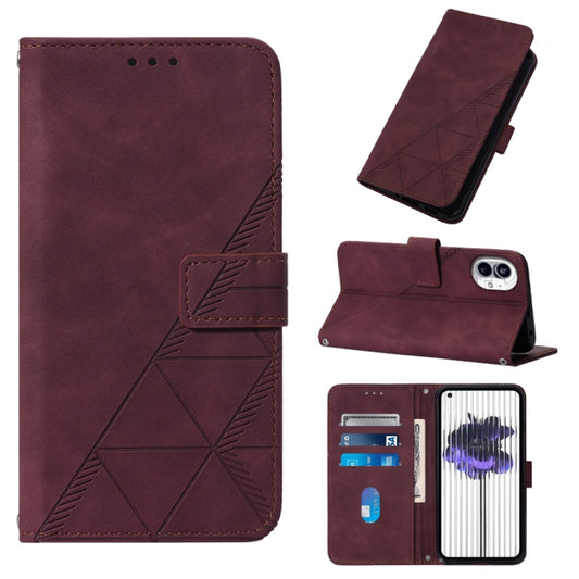 For Nothing Phone 1 3D Embossed Flip Leather Phone Case(Wine Red) - Nothing Cases by buy2fix | Online Shopping UK | buy2fix