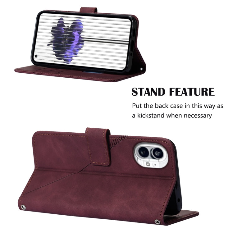 For Nothing Phone 1 3D Embossed Flip Leather Phone Case(Wine Red) - Nothing Cases by buy2fix | Online Shopping UK | buy2fix
