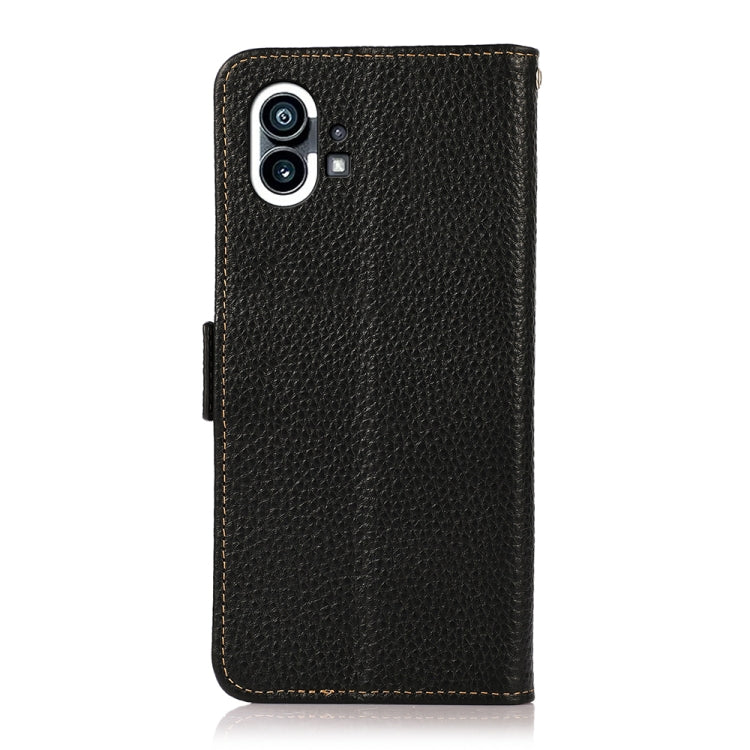 For Nothing Phone 1 KHAZNEH Side-Magnetic Litchi Genuine Leather RFID Phone Case(Black) - Nothing Cases by buy2fix | Online Shopping UK | buy2fix