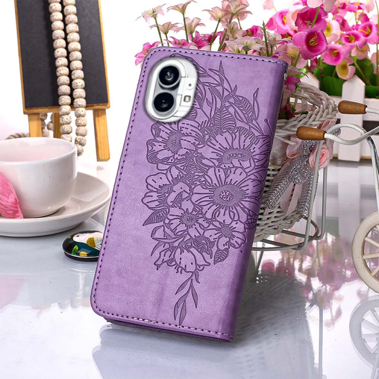 For Nothing Phone 1 Embossed Butterfly Leather Phone Case(Light Purple) - Nothing Cases by buy2fix | Online Shopping UK | buy2fix