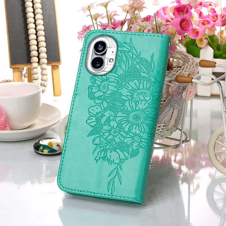 For Nothing Phone 1 Embossed Butterfly Leather Phone Case(Green) - Nothing Cases by buy2fix | Online Shopping UK | buy2fix
