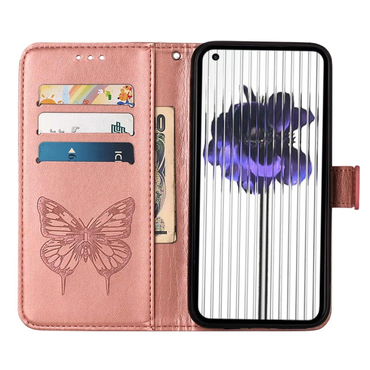 For Nothing Phone 1 Embossed Butterfly Leather Phone Case(Rose Gold) - Nothing Cases by buy2fix | Online Shopping UK | buy2fix