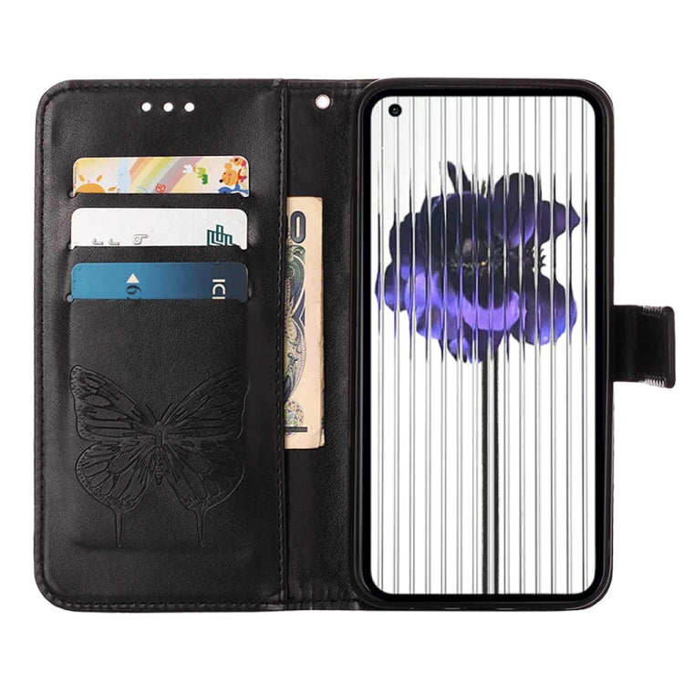 For Nothing Phone 1 Embossed Butterfly Leather Phone Case(Black) - Nothing Cases by buy2fix | Online Shopping UK | buy2fix