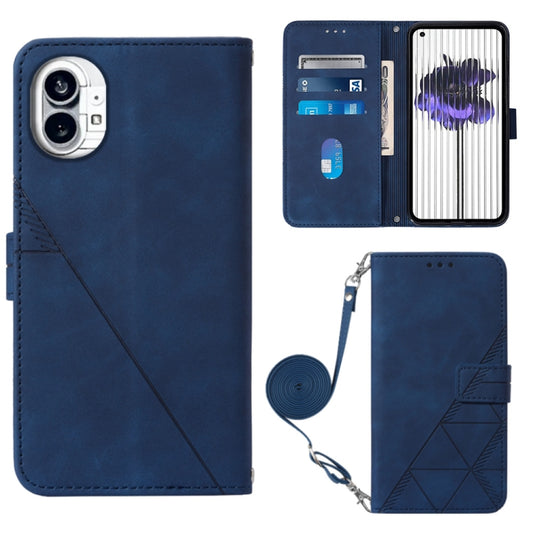 For Nothing Phone 1 Crossbody 3D Embossed Flip Leather Phone Case(Blue) - Nothing Cases by buy2fix | Online Shopping UK | buy2fix