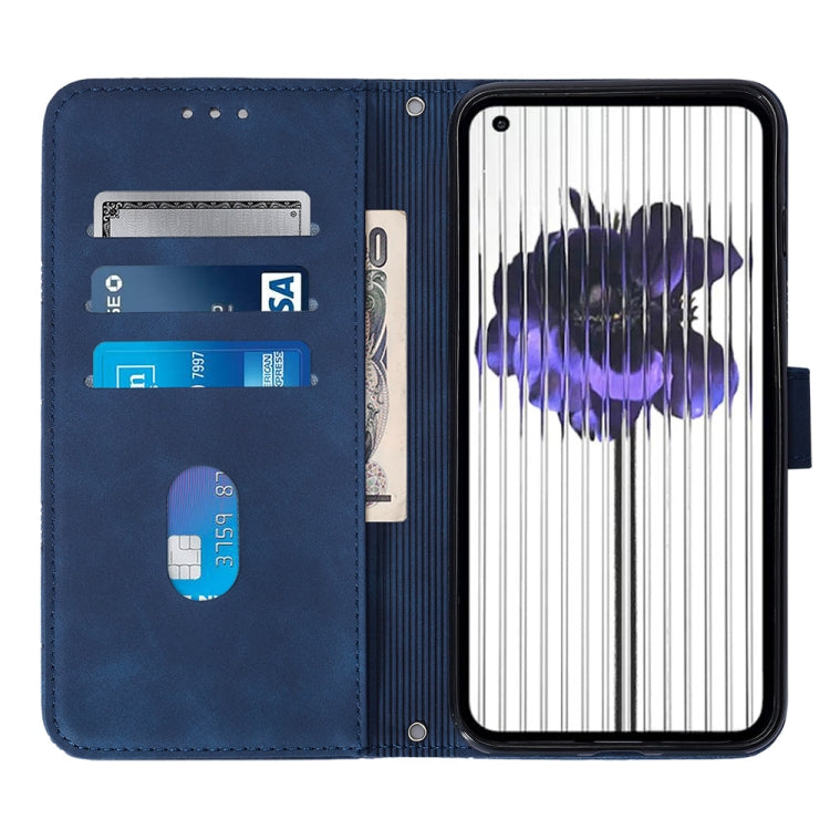 For Nothing Phone 1 Crossbody 3D Embossed Flip Leather Phone Case(Blue) - Nothing Cases by buy2fix | Online Shopping UK | buy2fix