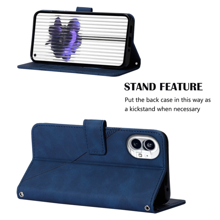 For Nothing Phone 1 Crossbody 3D Embossed Flip Leather Phone Case(Blue) - Nothing Cases by buy2fix | Online Shopping UK | buy2fix