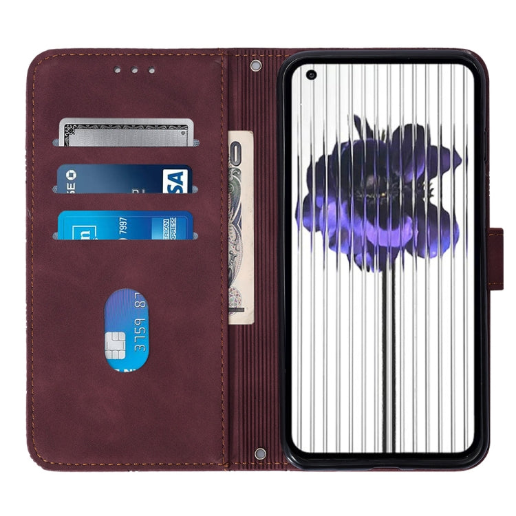 For Nothing Phone 1 Crossbody 3D Embossed Flip Leather Phone Case(Wine Red) - Nothing Cases by buy2fix | Online Shopping UK | buy2fix