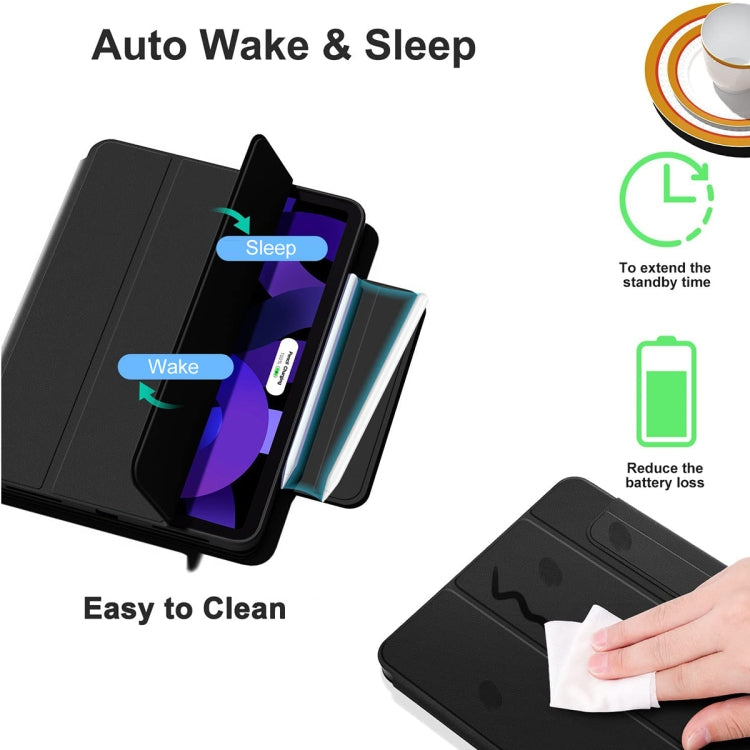 For iPad mini 6 / mini 2024 Tri-fold Magnetic Rotating Smart Leather Tablet Case(Black) - iPad mini 6 Cases by buy2fix | Online Shopping UK | buy2fix