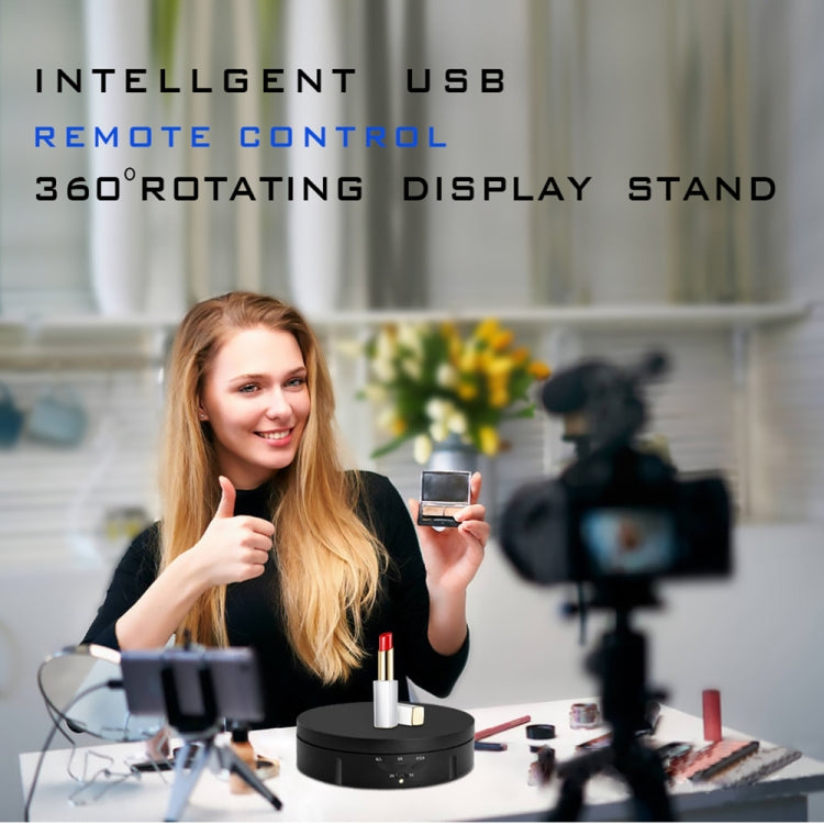 14.6cm Remote USB Electric Rotating Turntable Display Stand, Load: 10kg(Black) by buy2fix